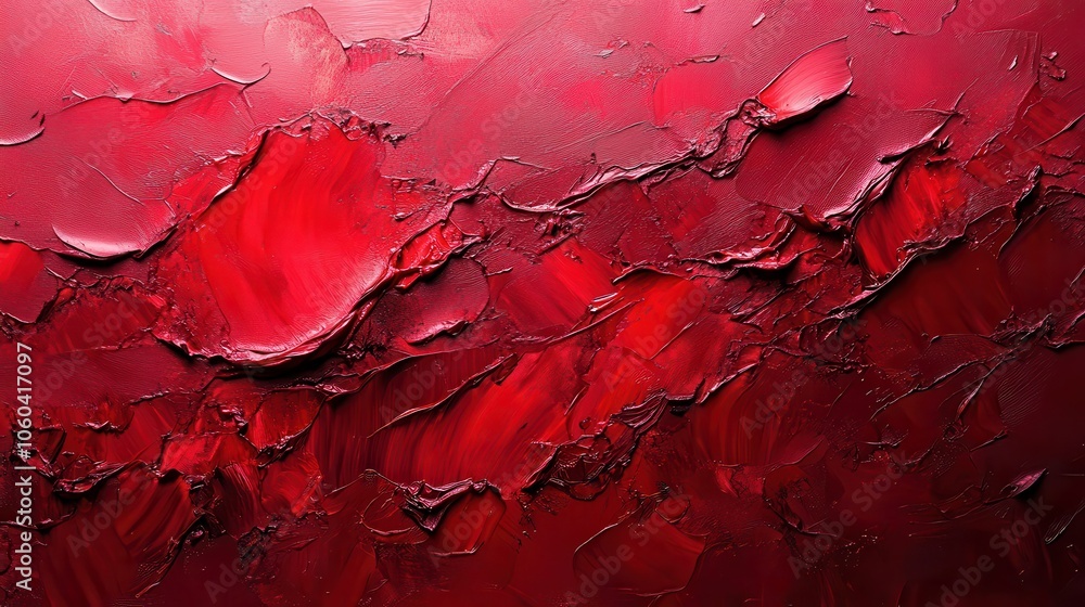 Poster a red painting with a lot of texture and brush strokes. generative ai