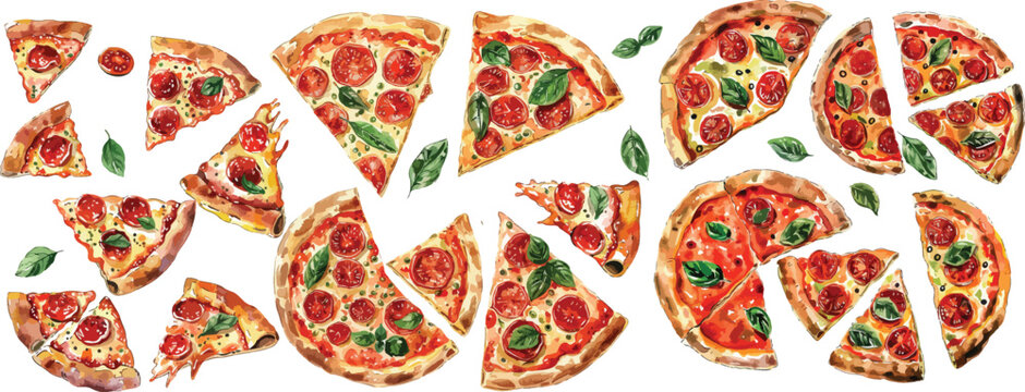 pizza watercolor clipart	