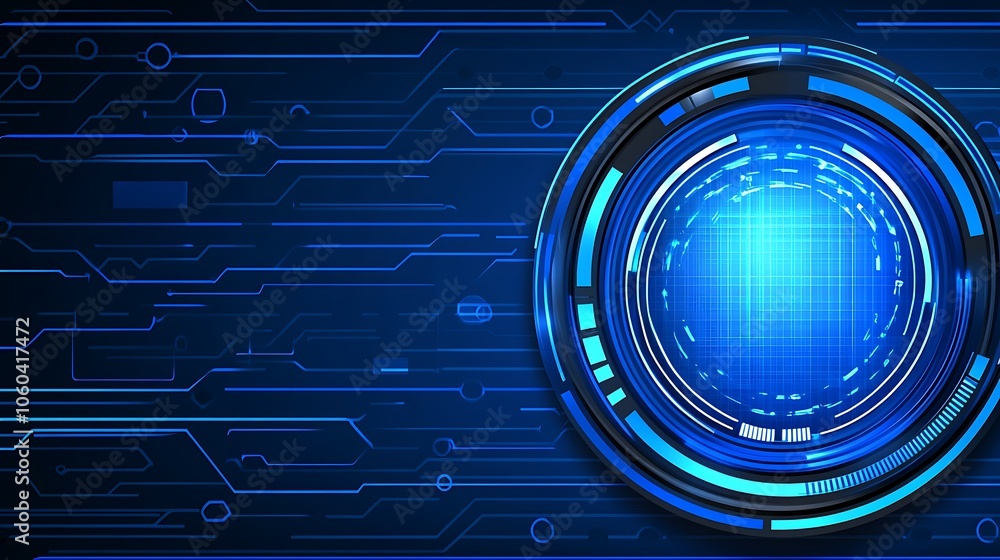 Poster abstract technology background with blue circle abstract gradient background with copy space