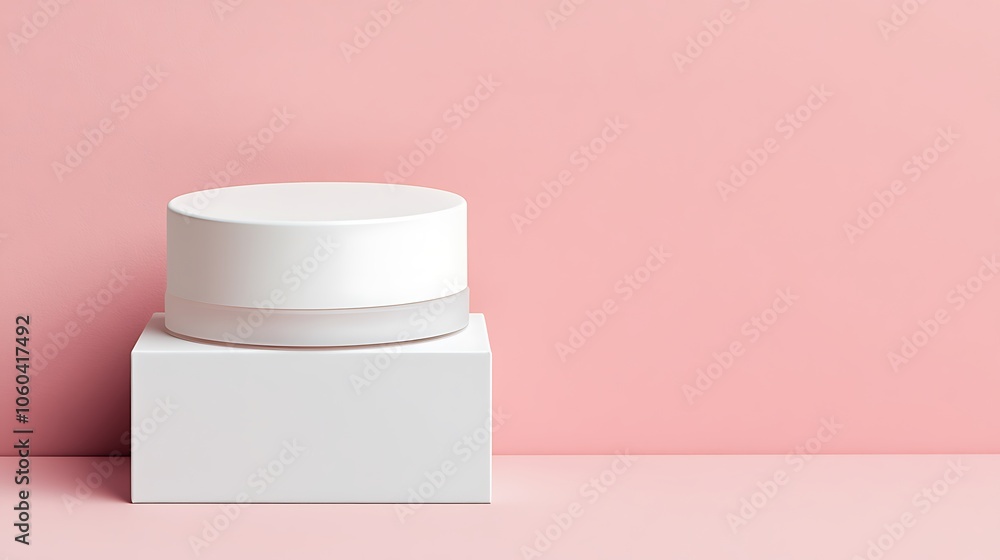 Aufkleber white jar on pink background clean blank canvas with empty space for designs