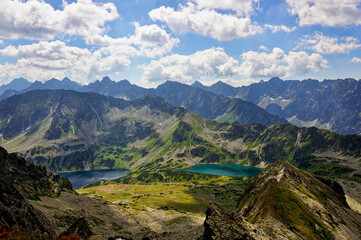 krajobraz górski, szczyty, tatry, polska, panorama, jeziora, stawy, turystyka wysokogórska, sezon turystyczny, góry © Krzysztof