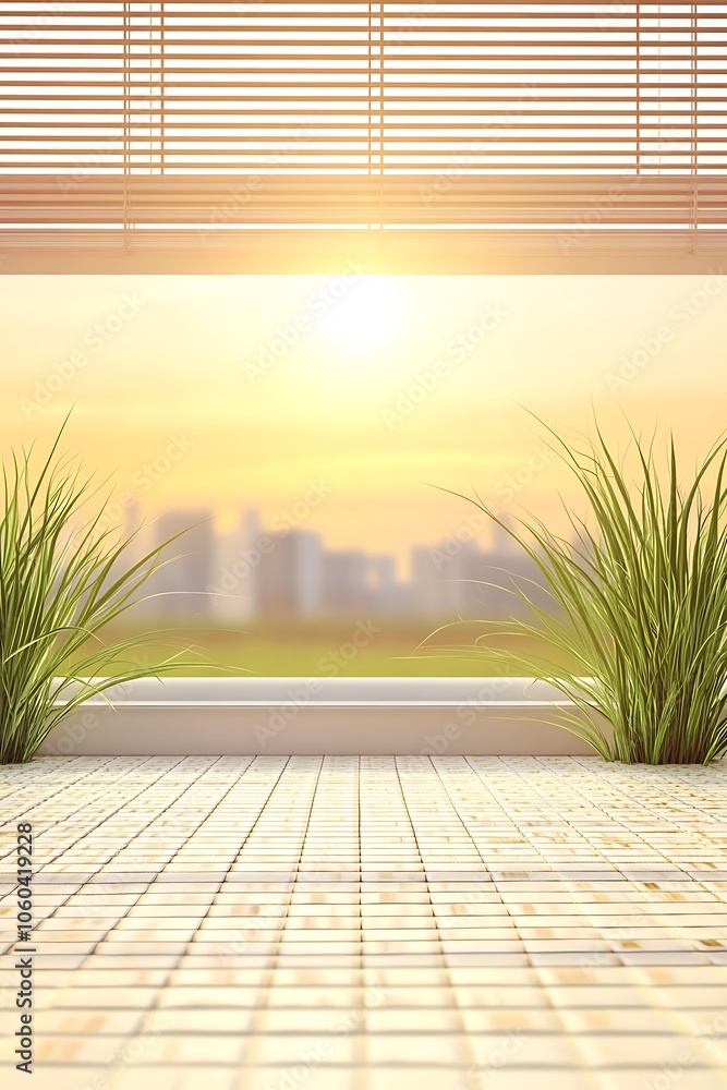 Aufkleber sunny day view from window light gradient background with room for typography