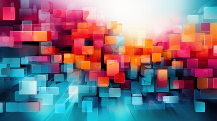 Abstract digital background with colorful blocks creating a vibrant, dynamic visual effect.