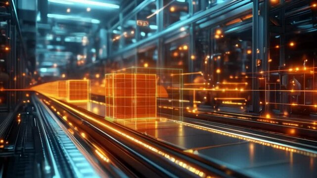 Smart warehouse management system using augmented reality technology to identify package picking and delivery. Future concept of supply chain and logistic busines