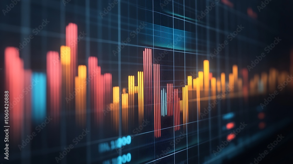 Poster stock market data visualization light gradient background with room for typography
