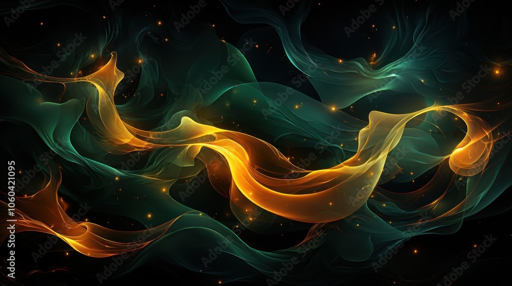 Aufkleber abstract swirling colors in shades of green and orange, creating a dynamic visual effect.