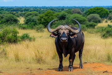 Pumba - animal running in the savannah with tail up. Beautiful simple AI generated image