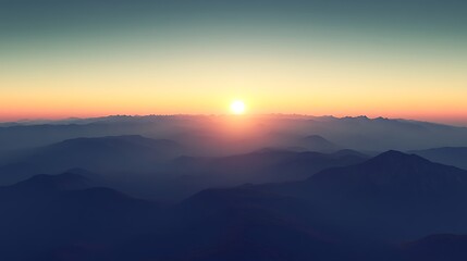 Sunrise over Mountains Abstract Gradient Background with Copy Space