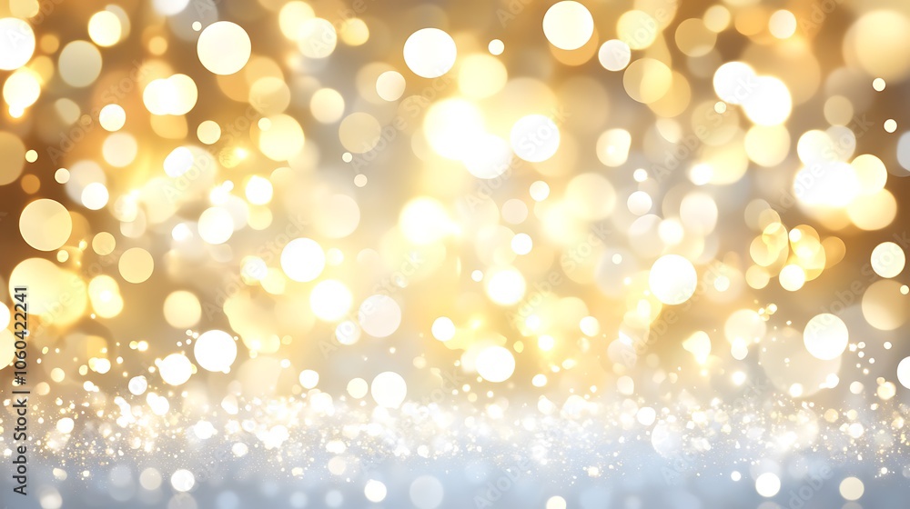 Poster golden bokeh lights background simple neutral background with free space for design