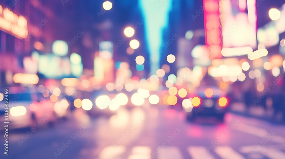 Poster blurred city lights nighttime subtle blur background with space for custom text
