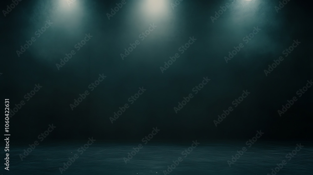 Poster dark studio background with spotlights smooth blue background with copy space for advertisements