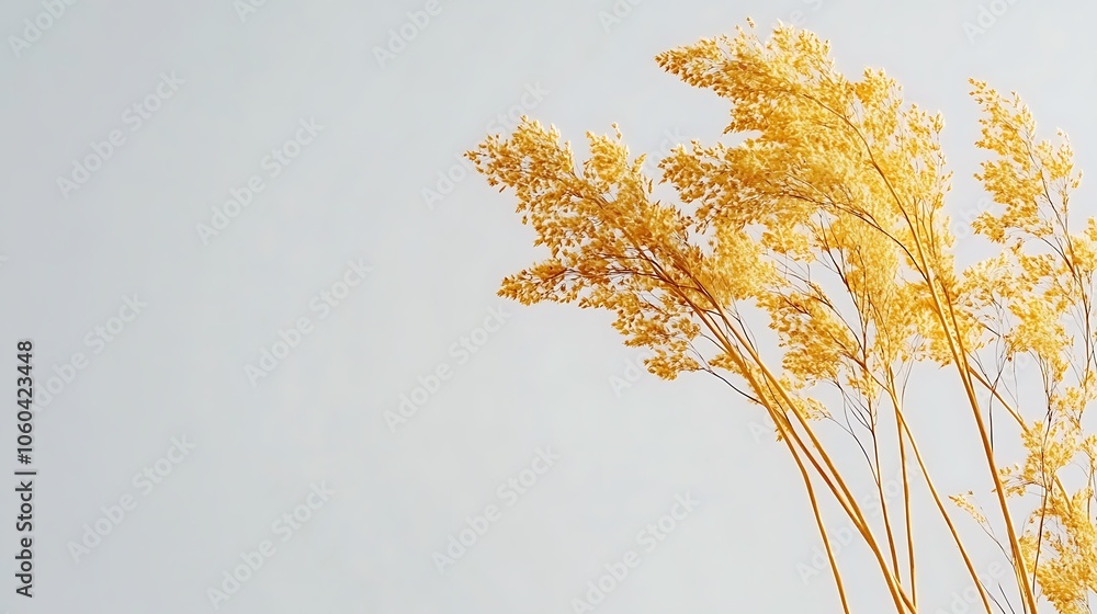 Poster golden grass against a light background plain textured background for web design and copy