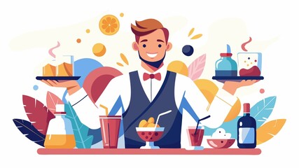 With a friendly smile, a bartender prepares and serves a wide variety of beverages, catering to diverse tastes.