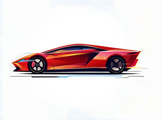Red sports car on a white background illustration