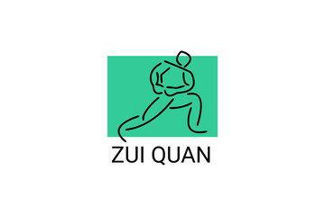 zui quan or "Drunken boxing "  sport vector line icon. sportsman, fighting stance. sport pictogram illustration.
