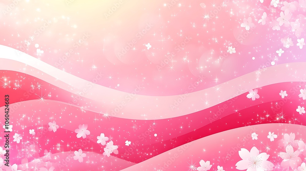 Poster pink floral background with sparkle clean blank canvas with empty space for designs