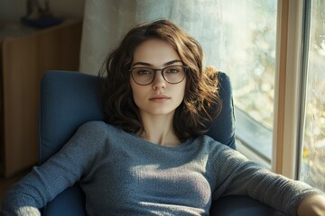 Happy summer vacation - girl playing on the beach. Beautiful simple AI generated image