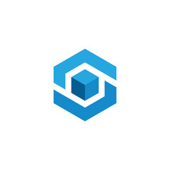 Hexagon Cube Letter S Logo design vector template