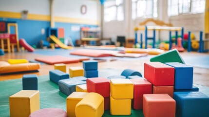 Obraz premium Colorful Building Blocks in a Playroom