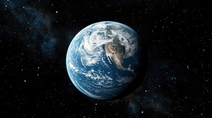 Fototapeta premium Earth From Space, A Blue Planet In The Dark Universe