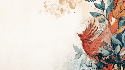 Vibrant Avian Floral Splendor: A Captivating Artistic Composition