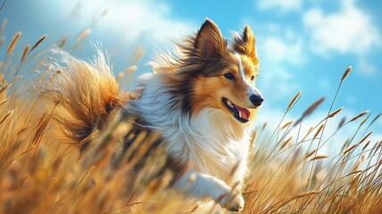 dog running in the grass