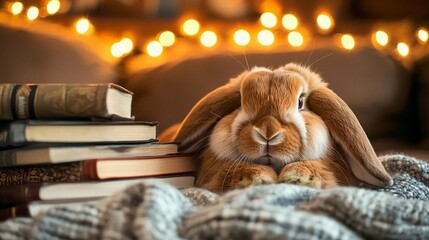 rabbit and book