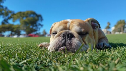 english bulldog puppy on the grass