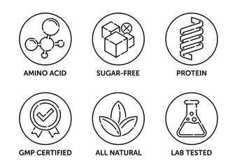 General features icons for food dietary supplement labeling