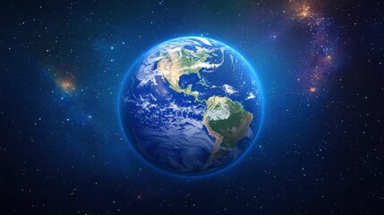 Fototapeta premium Earth in Space with Stars and Galaxies