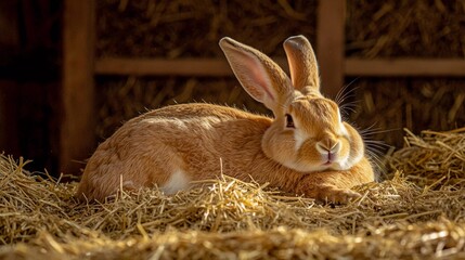 Obraz premium Rabbit on the Hay