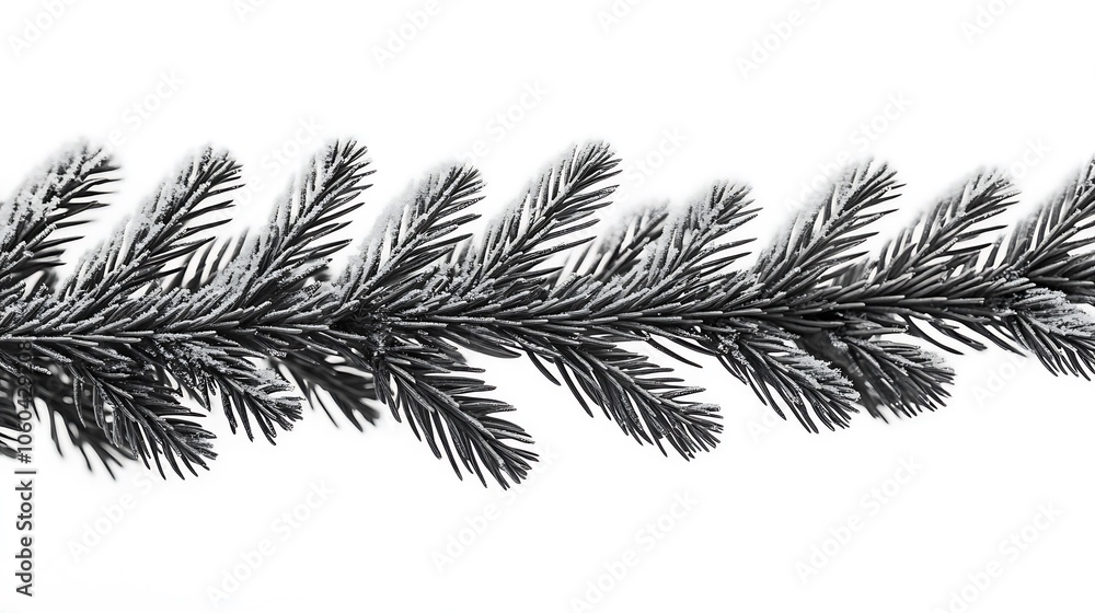 Poster frozen pine branch subtle blur background with space for custom text