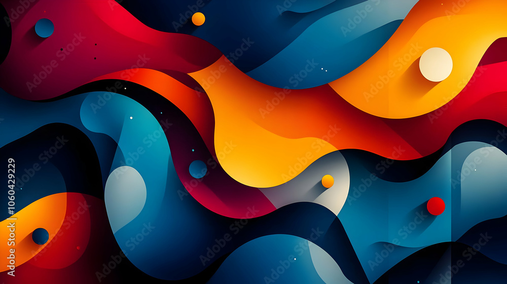 Poster abstract background with colorful shapes and circles