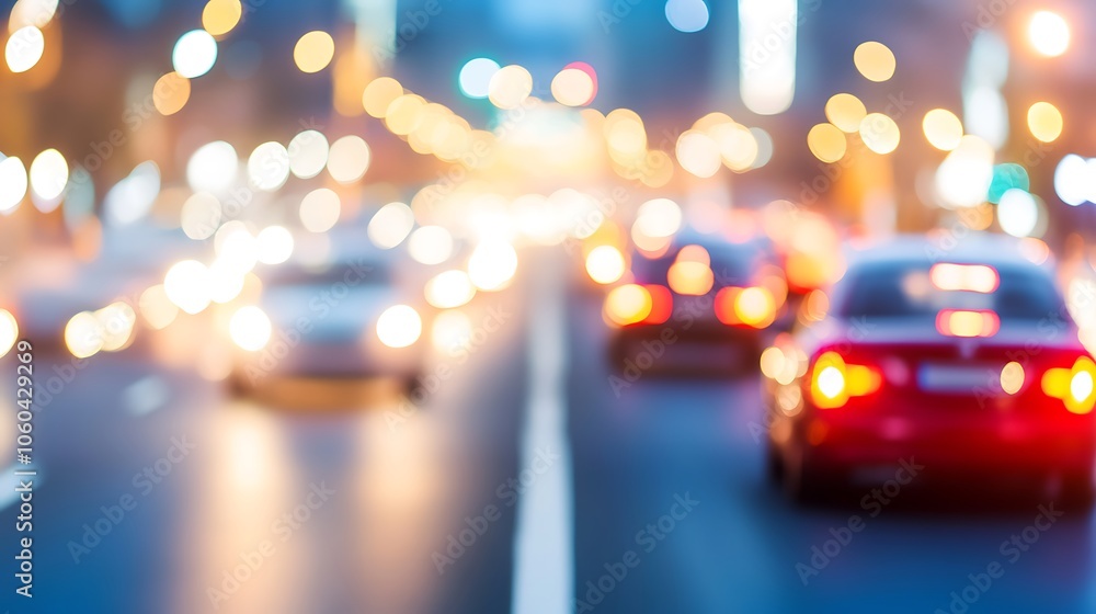 Poster blurred city lights traffic background plain textured background for web design and copy