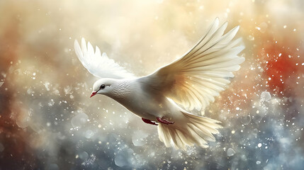 Obraz premium White Dove in Flight Illustration