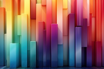 Obraz premium A vibrant, abstract composition of colorful vertical bars creating a dynamic visual effect.