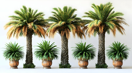 Fototapeta premium 3D Render of Palm Trees in Pots