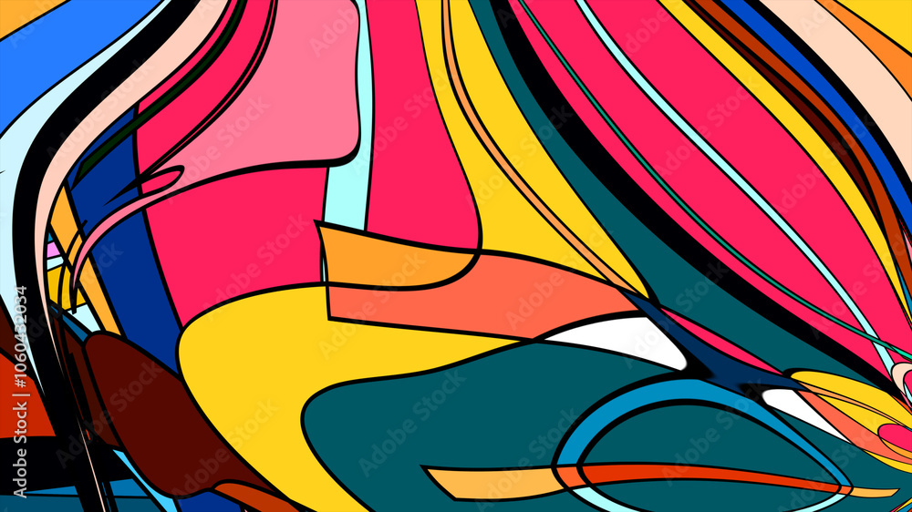 Poster energetic abstract fractal background in psychedelic colors for summer