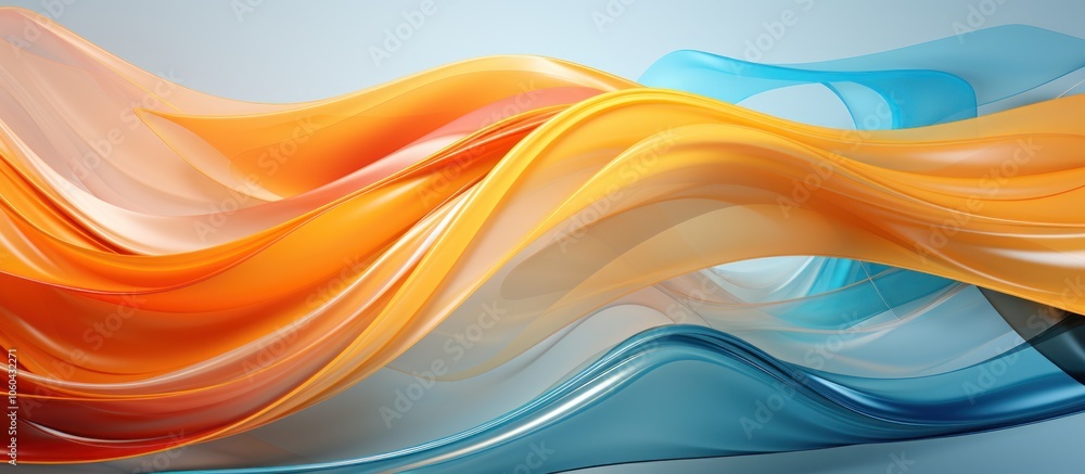 Poster abstract waves of orange and blue create a dynamic, fluid design for creative projects.