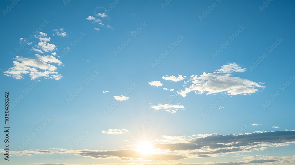 Aufkleber blue sky with clouds and sunset plain textured background for web design and copy