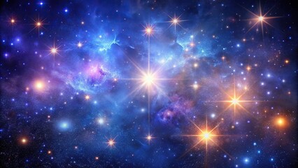 A distant star cluster with numerous bright stars against a dark blue and purple galaxy background, astronomy, galaxy background, astronomical pictures, night sky