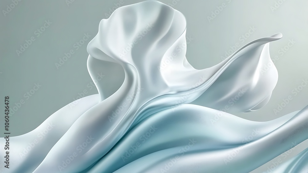 Poster abstract white fabric swirling blank background with copy space for design projects