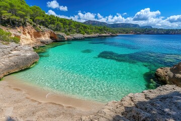 Kleine, aber feine Wanderung zum Felsentor Es Pontàs und der Küstenstadt Santanyí im Süden der Balleareninsel Mallorca - Spanien. Beautiful simple AI generated image