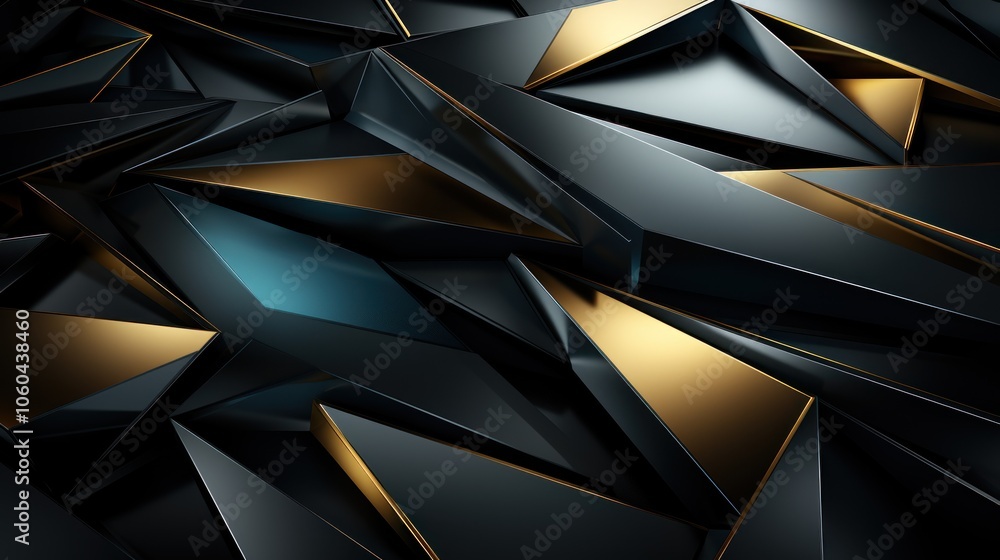 Poster abstract geometric design featuring sharp angles and contrasting colors.
