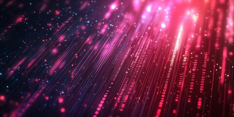 Fototapeta premium Futuristic Neon Data Stream in Motion Abstract visualization of fast-moving neon data streams in vibrant pink and blue tones.