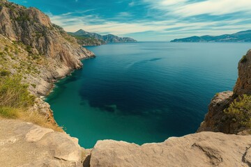 Fototapeta premium Unterwegs zu dem Highlight auf der wunderschönen Balearen Insel Mallorca - Cap de Formentor - Spanien. Beautiful simple AI generated image