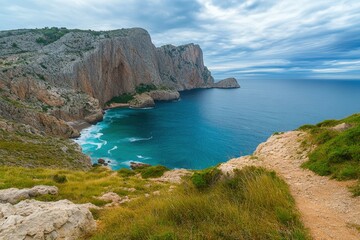 Cala figuera at cap formentor - beautiful coast and beach of Mallorca, Spain. Beautiful simple AI generated image
