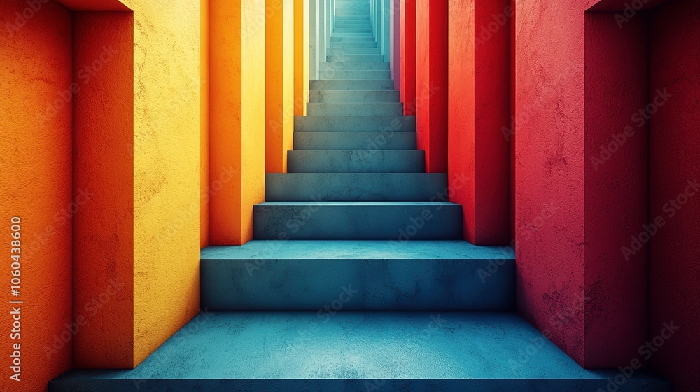 Poster a kaleidoscope of vibrant colors and patterns creating high fidelity visuals in an architectural spa