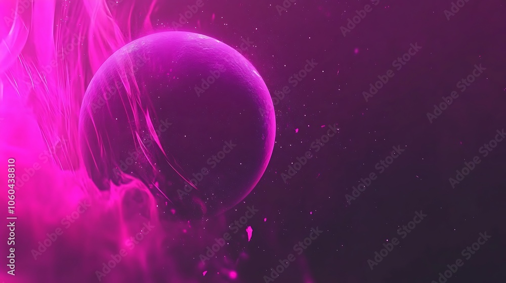 Aufkleber purple planet in nebula blank background with copy space for design projects