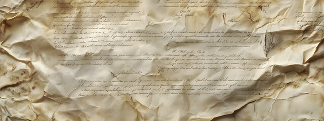 Crinkled parchment with faded ink markings, nostalgic background texture evoking old-world sophistication